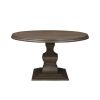 54" Brown Solid Wood Pedestal Base Round Top Dining Table