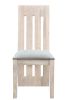 Set of Two Gray and Natural Fabric And Wood Slat Back Dining Side Chairs