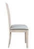 Set of Two Gray and Natural Fabric And Wood Slat Back Dining Side Chairs