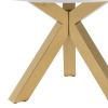 48" White and Gold Wood and Metal Cross Leg Base Round Top Dining Table