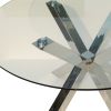 54" Clear and Silver Glass and Metal Cross Leg Base Round Top Dining Table