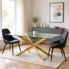 72" Clear and Gold Glass and Metal Cross Leg Base Dining Table