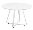 43" White Wood and Metal Sled Base Round Top Dining Table