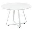 43" White Wood and Metal Sled Base Round Top Dining Table