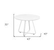 43" White Wood and Metal Sled Base Round Top Dining Table
