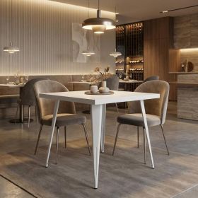 32" White Steel and Metal Square Dining Table