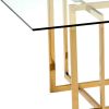 59" Clear and Silver Glass and Metal Pedestal Base Square Dining Table