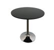 36" Black and Silver Wood and Metal Pedestal Base Round Top Dining Table