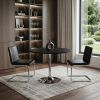 36" Black and Silver Wood and Metal Pedestal Base Round Top Dining Table