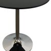 36" Black and Silver Wood and Metal Pedestal Base Round Top Dining Table