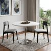 36" White and Silver Wood and Metal Pedestal Base Round Top Dining Table