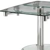 40" Clear and Silver Glass and Metal Self-Storing Leaf Motion Extendable Dining Table
