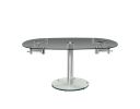 40" Clear and Silver Glass and Metal Self-Storing Leaf Motion Extendable Dining Table