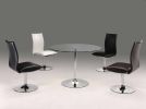 42" Clear and Silver Glass and Metal Pedestal Base Round Top Dining Table