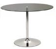 42" Clear and Silver Glass and Metal Pedestal Base Round Top Dining Table