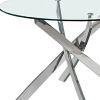 48" Clear and Silver Glass and Metal Cross Leg Base Round Top Dining Table