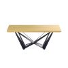 79" Natural and Black Wood and Metal Trestle Base Dining Table