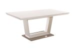 71" White Wood and Metal Self-Storing Leaf Pedestal Base Extendable Dining Table