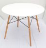 36" White and Natural Wood Round Top Dining Table