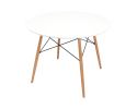 36" White and Natural Wood Round Top Dining Table