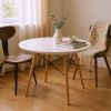 36" White and Natural Wood Round Top Dining Table
