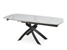 47" Gray White and Black Ceramic and Metal Self-Storing Leaf Cross Leg Base Oval Extendable Dining Table
