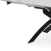 47" Gray White and Black Ceramic and Metal Self-Storing Leaf Cross Leg Base Oval Extendable Dining Table