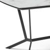 63" Gray White and Black Ceramic and Metal Trestle Base Dining Table