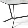63" Gray White and Black Ceramic and Metal Trestle Base Dining Table
