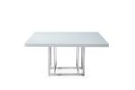 59" White and Silver Wood and Metal Pedestal Base Square Dining Table