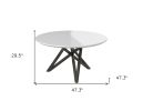 47" White and Gray Wood and Stainless Steel Cross Leg Base Round Top Dining Table
