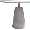 36" White Wood and Metal Pedestal Base Round Top Dining Table