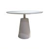 36" White Wood and Metal Pedestal Base Round Top Dining Table