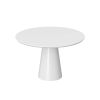 36" White Wood and Metal Pedestal Base Round Top Dining Table