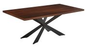 81" Brown and Black Wood and Metal Cross Leg Base Dining Table
