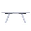 71" Gray and White Ceramic and Metal Self-Storing Leaf Extendable Dining Table