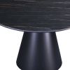 47" Black Ceramic and Metal Pedestal Base Round Top Dining Table