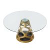 48" Clear And Gold Glass And Steel Pedestal Base Round Top Dining Table