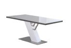 63" White and Silver Wood and Metal Pedestal Base Dining Table