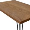 63" Brown and Black Wood And Metal Dining Table