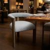 chairGray and Brown Upholstered Boucle Open Back Dining Arm Chair
