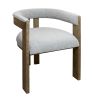 chairGray and Brown Upholstered Boucle Open Back Dining Arm Chair