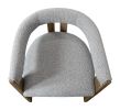 chairGray and Brown Upholstered Boucle Open Back Dining Arm Chair