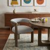 chairGray and Brown Upholstered Boucle Open Back Dining Arm Chair