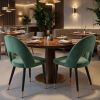 Set of Two Green Black and Gold Upholstered Velvet Open Back Dining Side Chairs