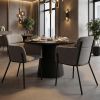 Set of Two Gray and Black Upholstered Faux Leather Dining Arm Chairs
