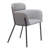 Set of Two Gray and Black Upholstered Faux Leather Dining Arm Chairs
