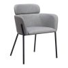 Set of Two Gray and Black Upholstered Faux Leather Dining Arm Chairs