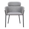 Set of Two Gray and Black Upholstered Faux Leather Dining Arm Chairs
