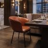 Brown and Black Upholstered Faux Leather Dining Arm Chair
